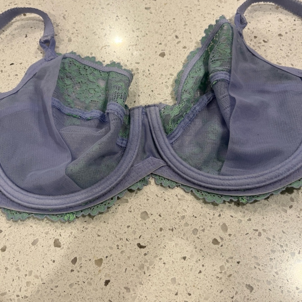 Wacoal Lace Overlay Bra - Blue and Green - Picture 4 of 7
